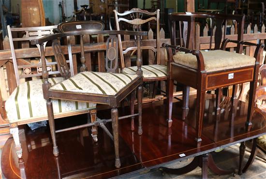 Collection of 6 various chairs & piano stool